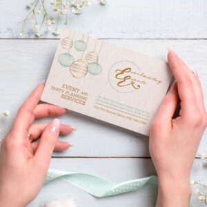 Custom event postcard held in both hands