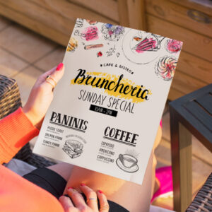 Colorful printed flyers displayed on a table